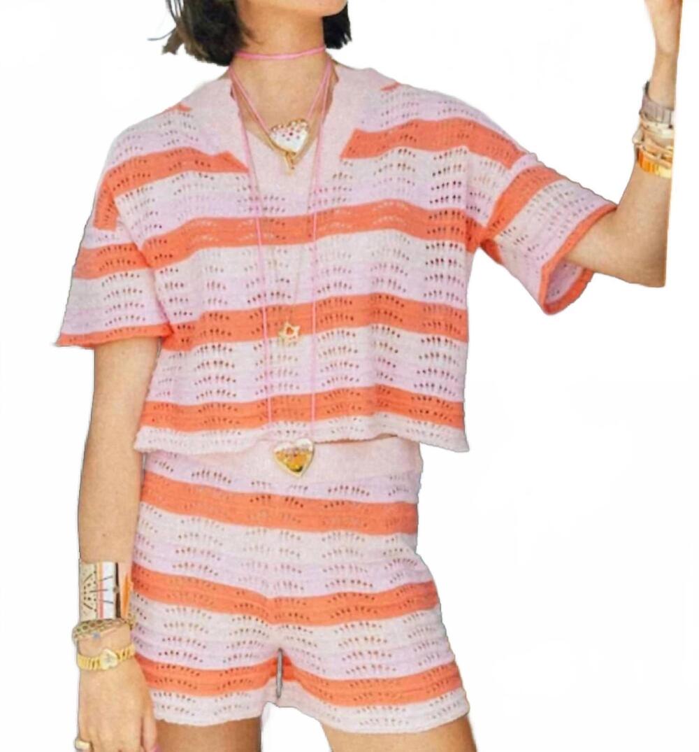 NEW SAIL TO SABLE candy striped set in pink